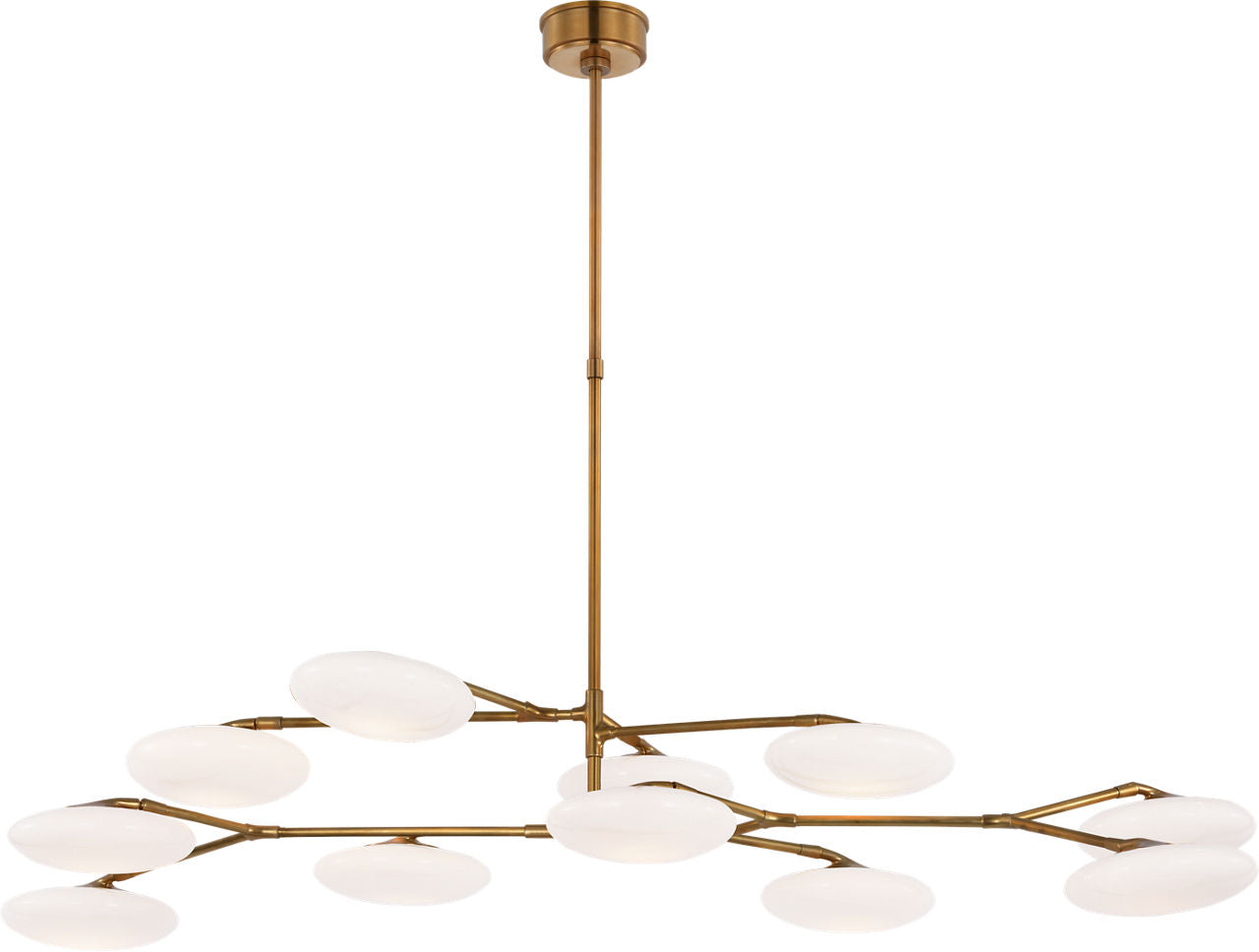 Brindille Extra Large Two Tier Chandelier | Soft Brass | White Glass