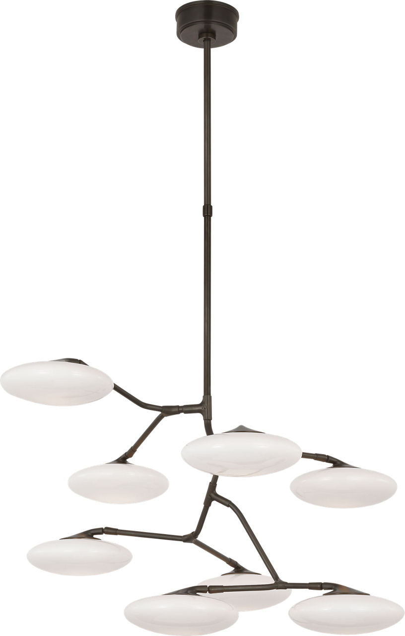 Brindille XL Entry Chandelier | Gun Metal | White Glass