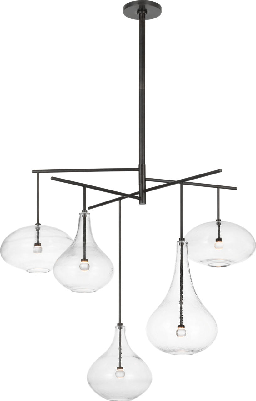 Lomme XL Chandelier | Gun Metal | Clear Glass