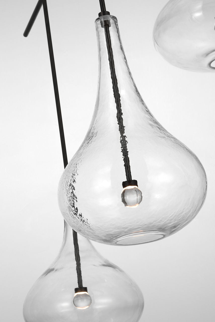Lomme XL Chandelier | Gun Metal | Clear Glass