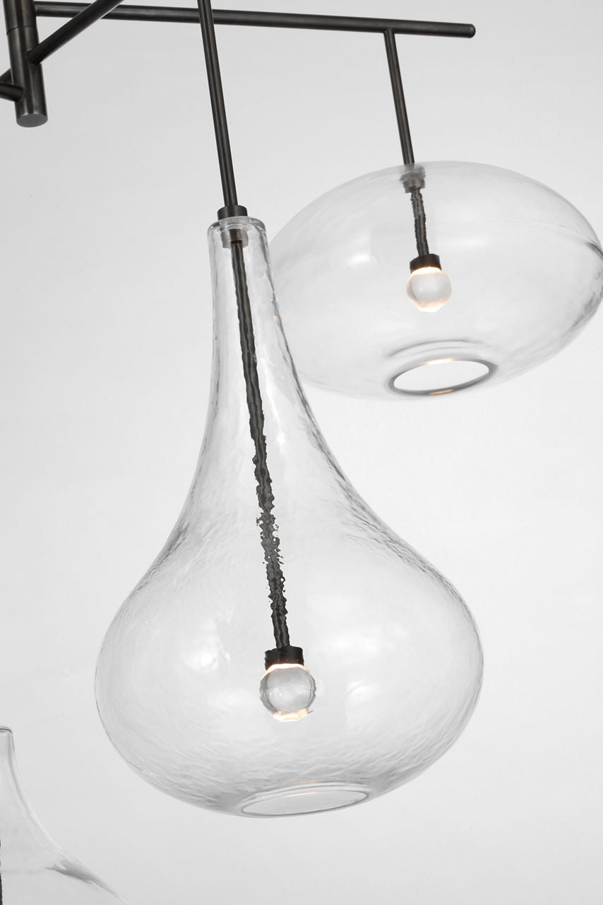 Lomme XL Chandelier | Gun Metal | Clear Glass