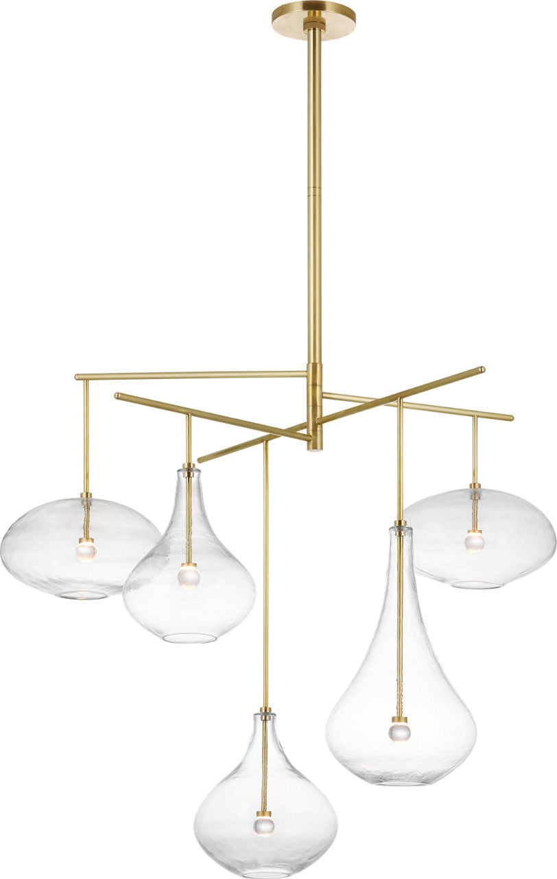 Lomme XL Chandelier | Soft Brass | Clear Glass