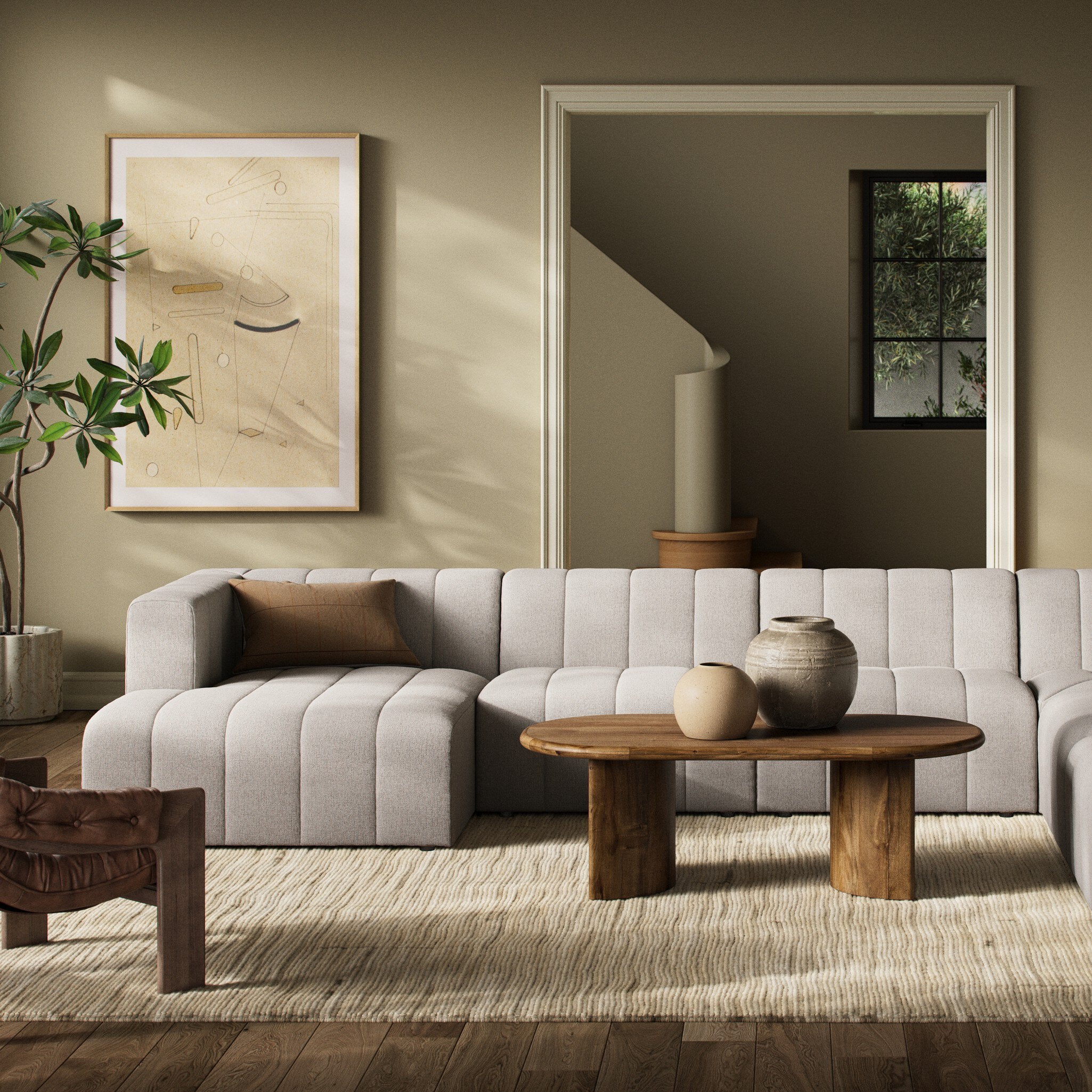 Langham Channeled 6-Piece Sectional - Napa Sandstone