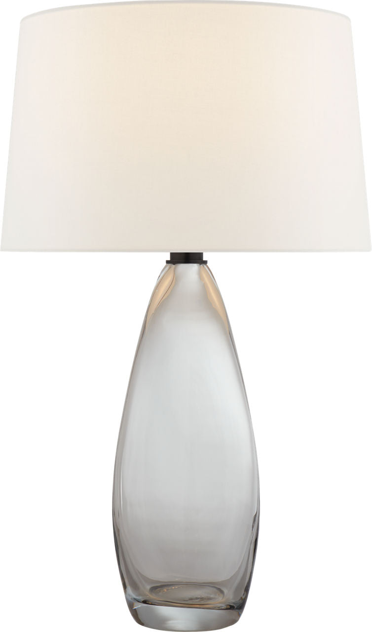 Myla Large Tall Table Lamp | Clear Glass | Linen Shade