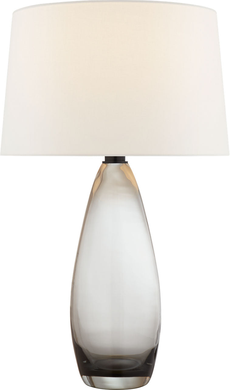 Myla Large Tall Table Lamp | Smoked Glass | Linen Shade