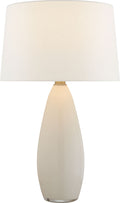 Myla Large Tall Table Lamp | White Glass | Linen Shade