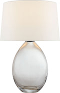 Myla Medium Wide Table Lamp | Clear Glass | Linen Shade