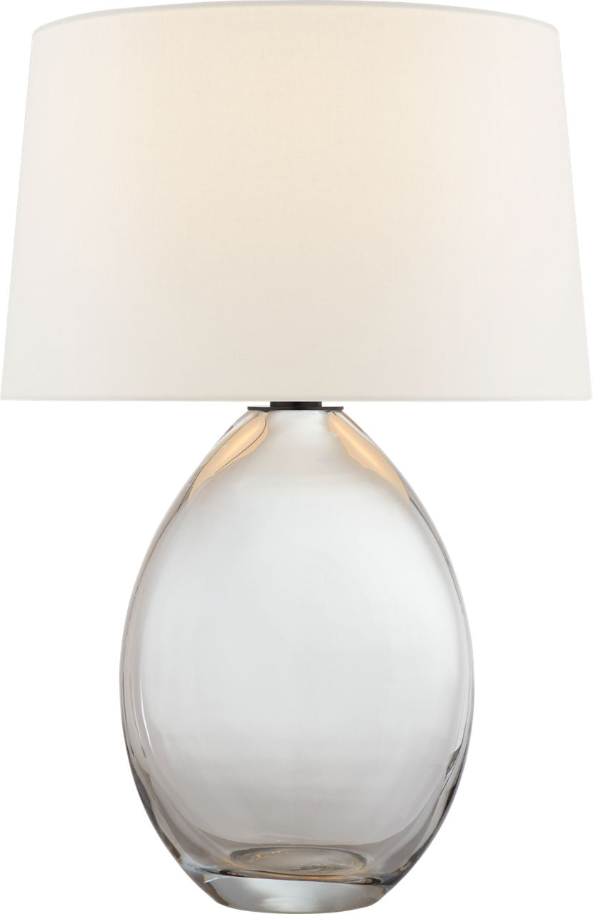 Myla Medium Wide Table Lamp | Clear Glass | Linen Shade