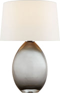 Myla Medium Wide Table Lamp | Smoked Glass | Linen Shade