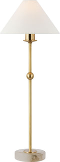 Caspian Medium Accent Lamp | Antique-Burnished Brass and Alabaster | Linen Shade