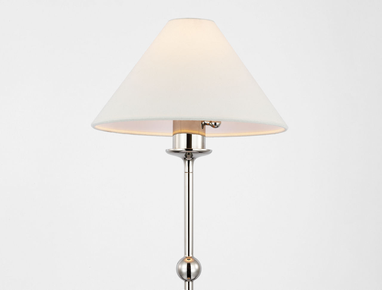 Caspian Medium Accent Lamp | Polished Nickel and Alabaster | Linen Shade