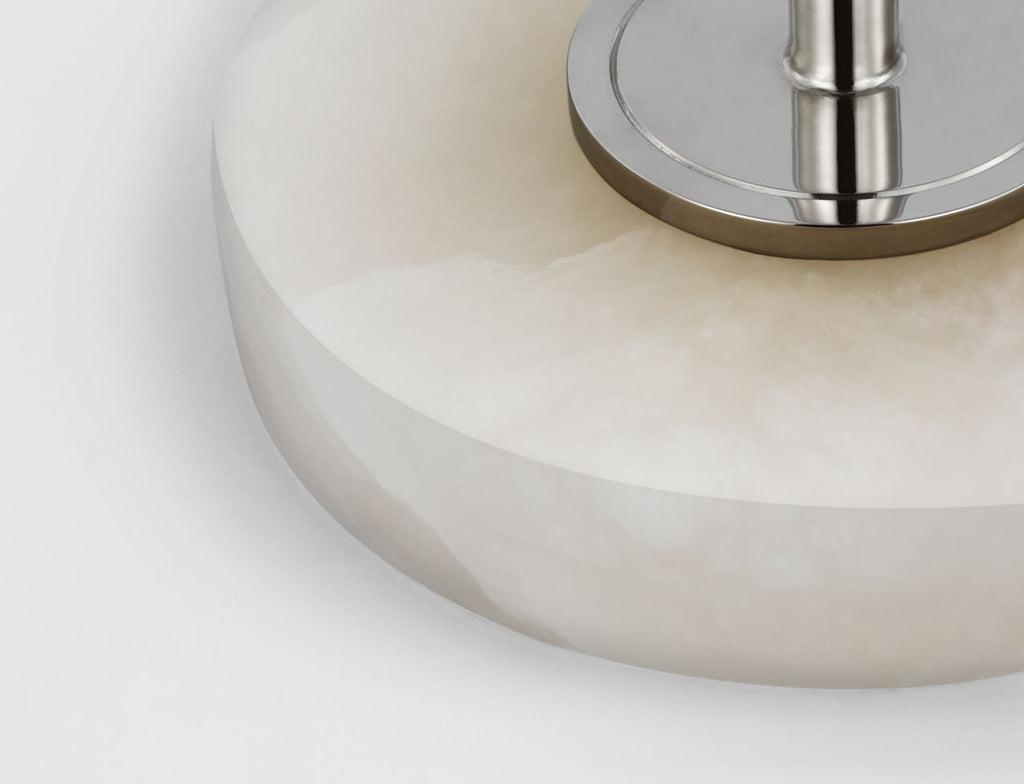 Caspian Medium Accent Lamp | Polished Nickel and Alabaster | Linen Shade