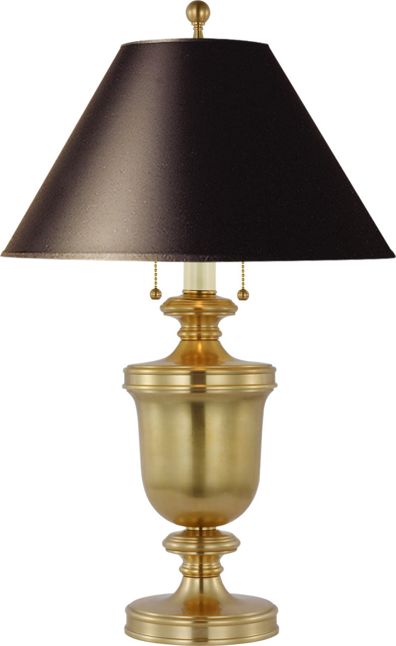 Classical Urn Form Medium Table Lamp | Antique-Burnished Brass | Black Shade