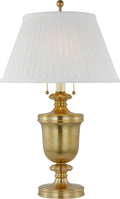 Classical Urn Form Medium Table Lamp | Antique-Burnished Brass | Silk Pleat Shade