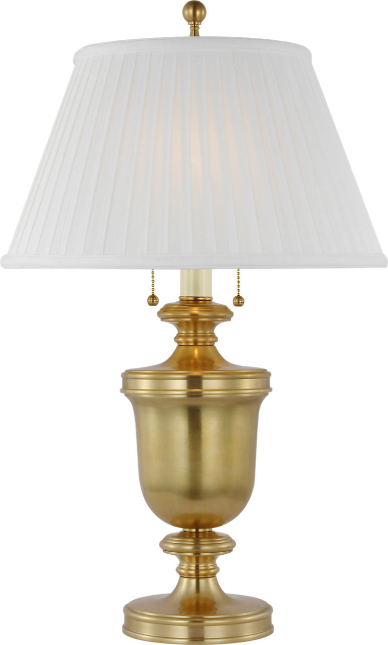 Classical Urn Form Medium Table Lamp | Antique-Burnished Brass | Silk Pleat Shade