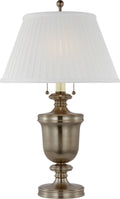 Classical Urn Form Medium Table Lamp | Antique Nickel | Silk Pleat Shade