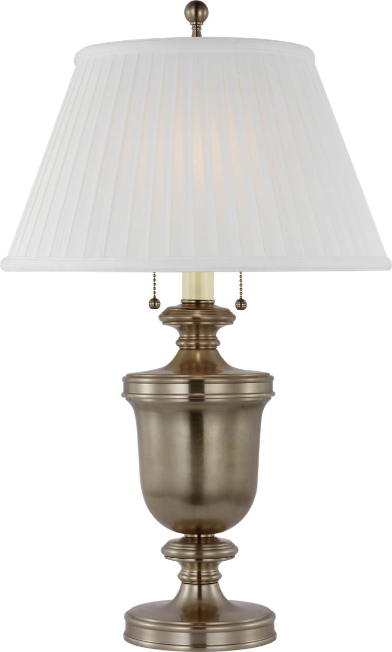 Classical Urn Form Medium Table Lamp | Antique Nickel | Silk Pleat Shade