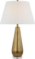 Aris Large Table Lamp | Antique-Burnished Brass and Clear Glass | Linen Shade