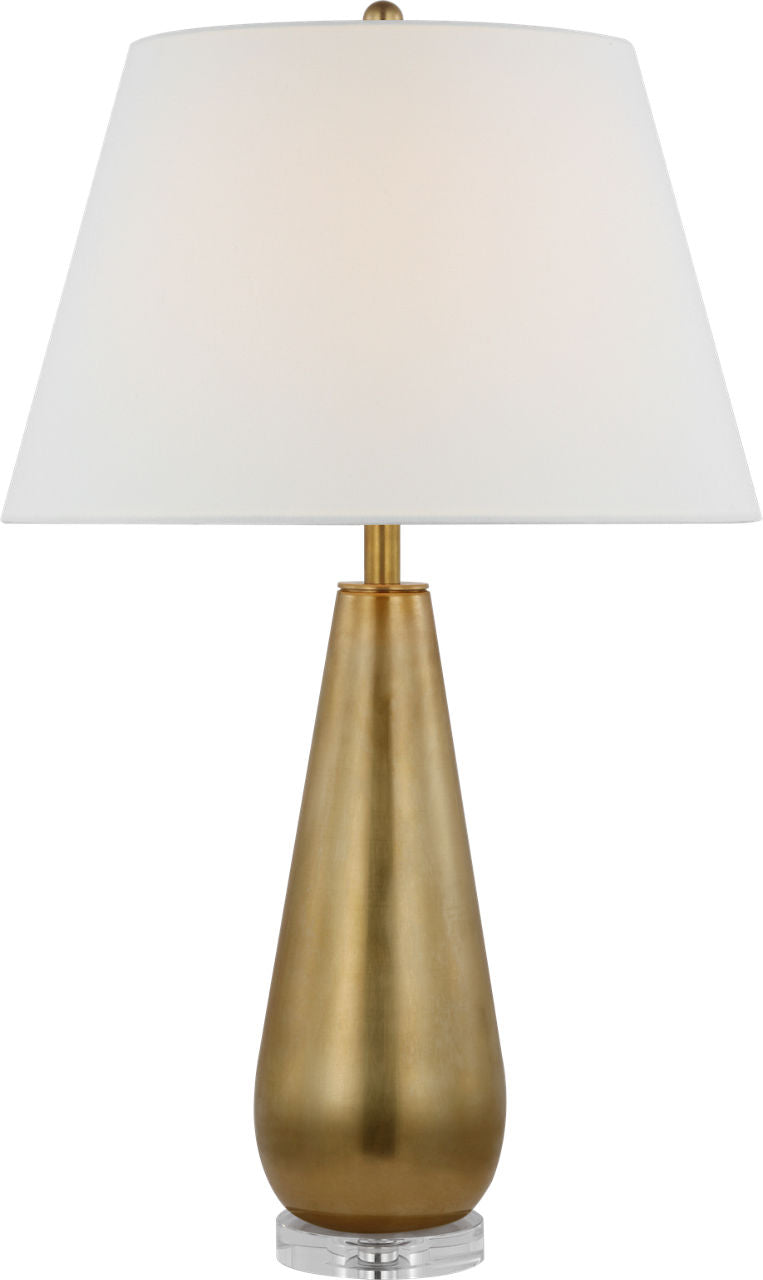 Aris Large Table Lamp | Antique-Burnished Brass and Clear Glass | Linen Shade
