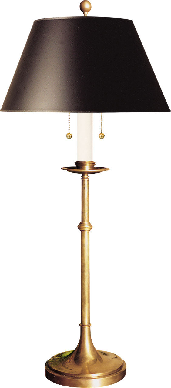 Dorchester Club Table Lamp | Antique-Burnished Brass | Black Shade