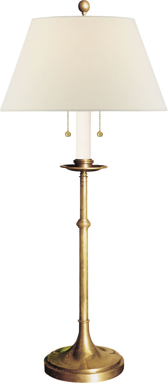 Dorchester Club Table Lamp | Antique-Burnished Brass | Linen Shade