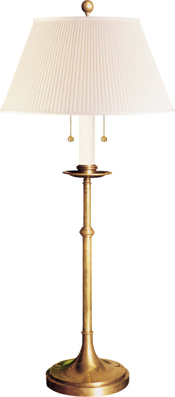Dorchester Club Table Lamp | Antique-Burnished Brass | Silk Shade