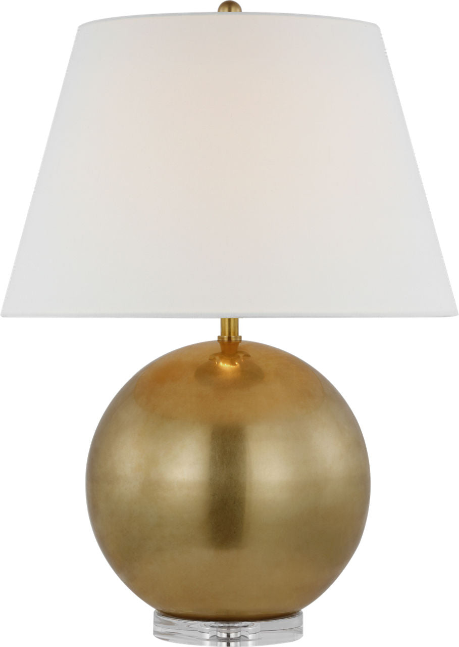 Balos Medium Table Lamp | Antique-Burnished Brass and Clear Glass | Linen Shade