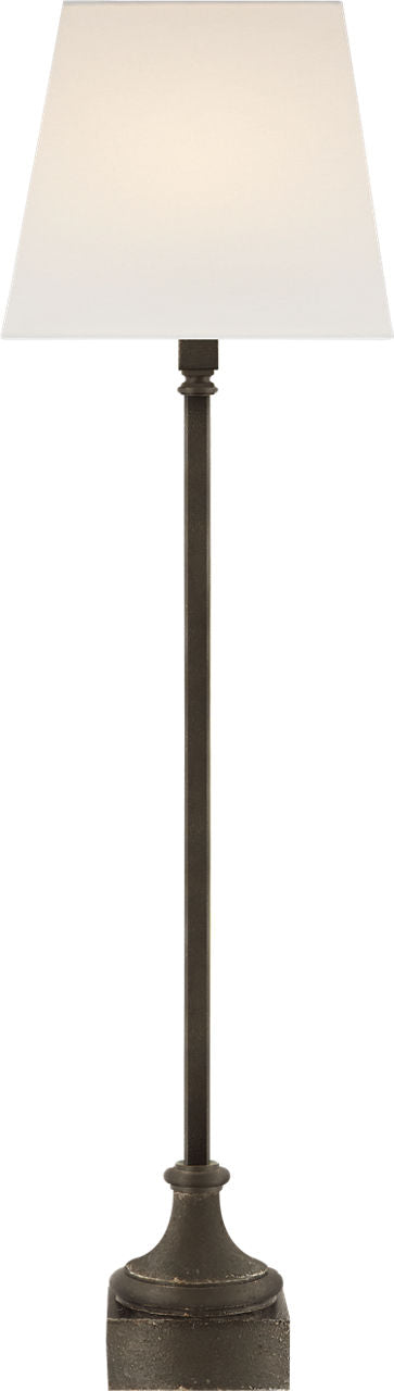 Cawdor Buffet Lamp | Aged Iron | Linen Shade