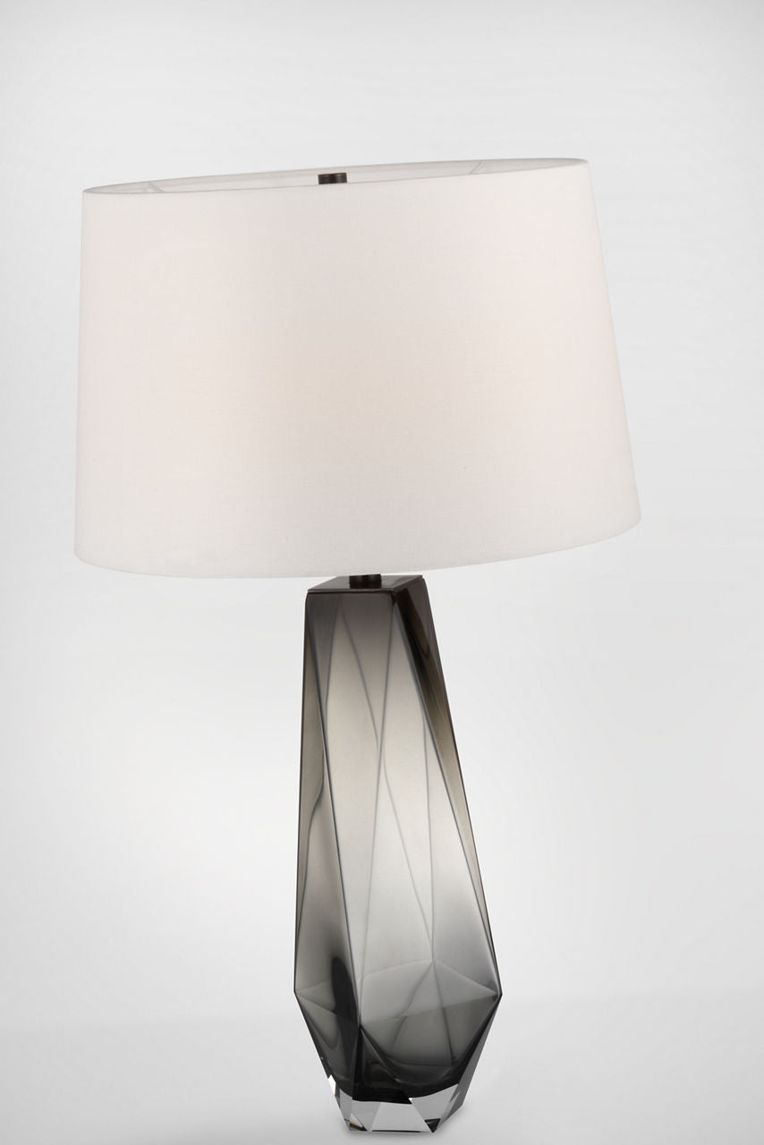 Gemma Medium Table Lamp | Smoked Glass | Linen Shade