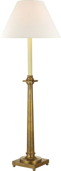 Swedish Column Buffet Lamp | Antique-Burnished Brass | Linen Shade