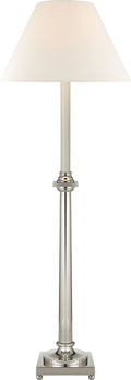 Swedish Column Buffet Lamp | Polished Nickel | Linen Shade