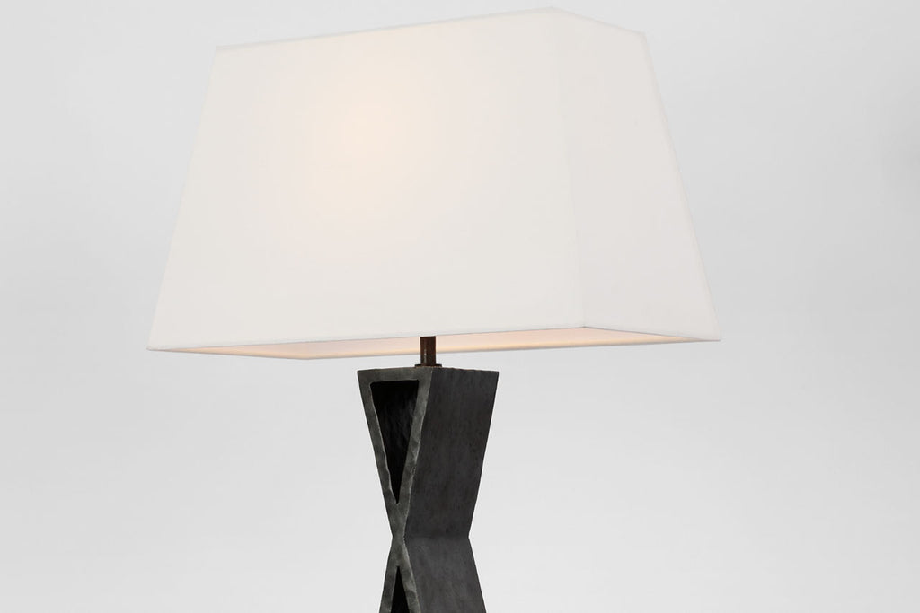 Denali Small Table Lamp | Aged Iron | Linen Shade