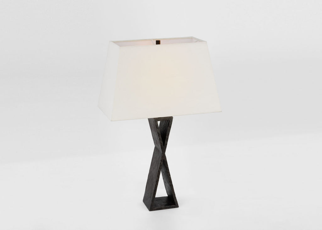 Denali Small Table Lamp | Aged Iron | Linen Shade