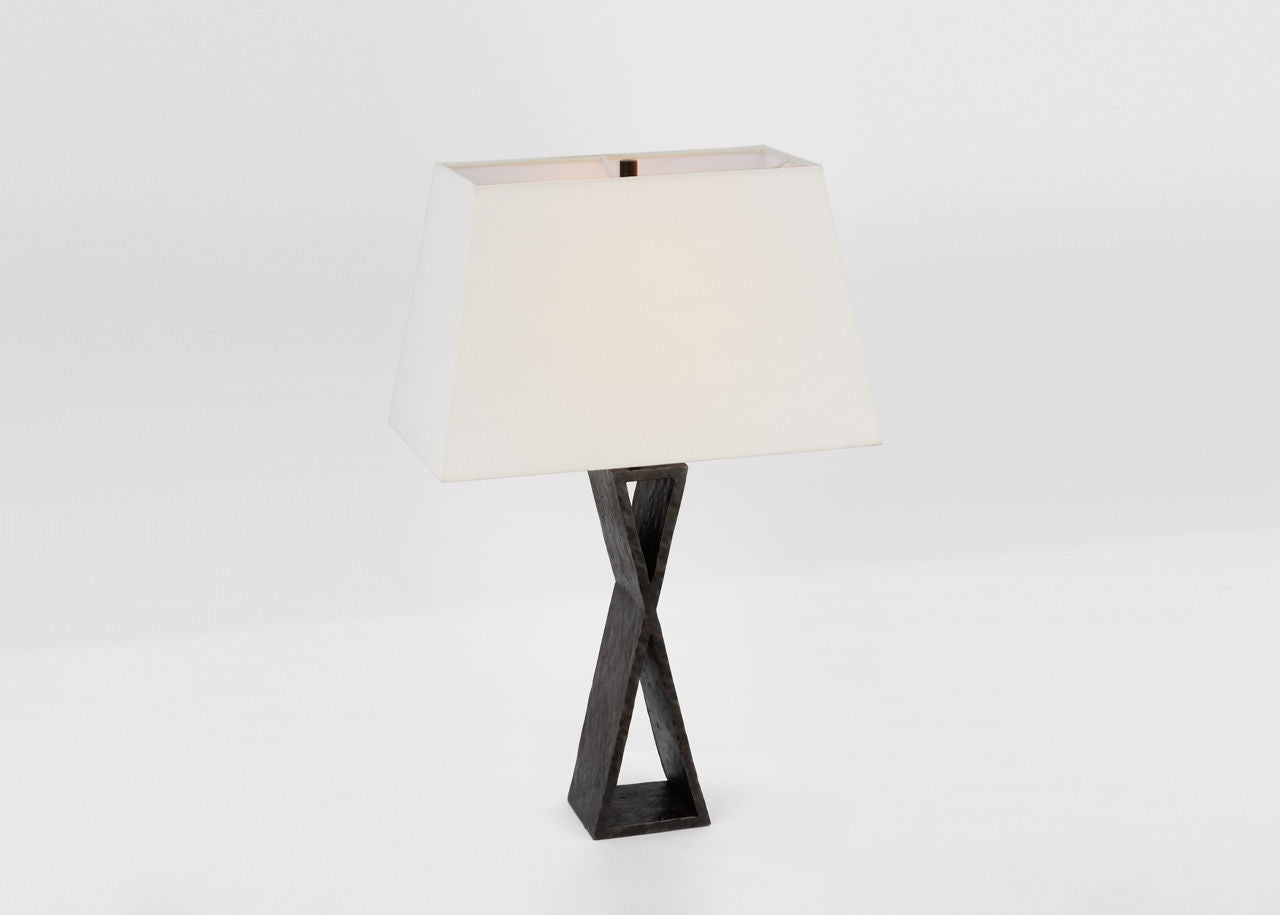 Denali Small Table Lamp | Aged Iron | Linen Shade