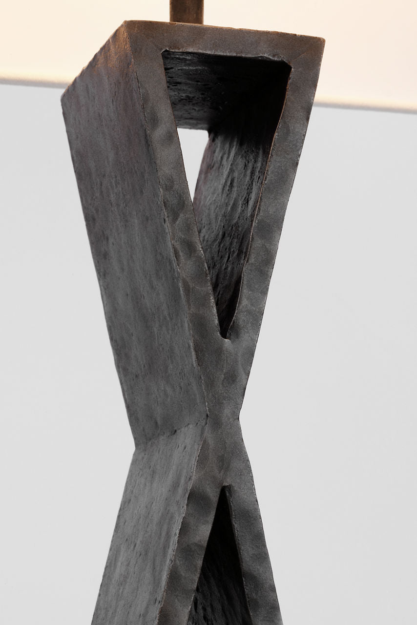 Denali Small Table Lamp | Aged Iron | Linen Shade