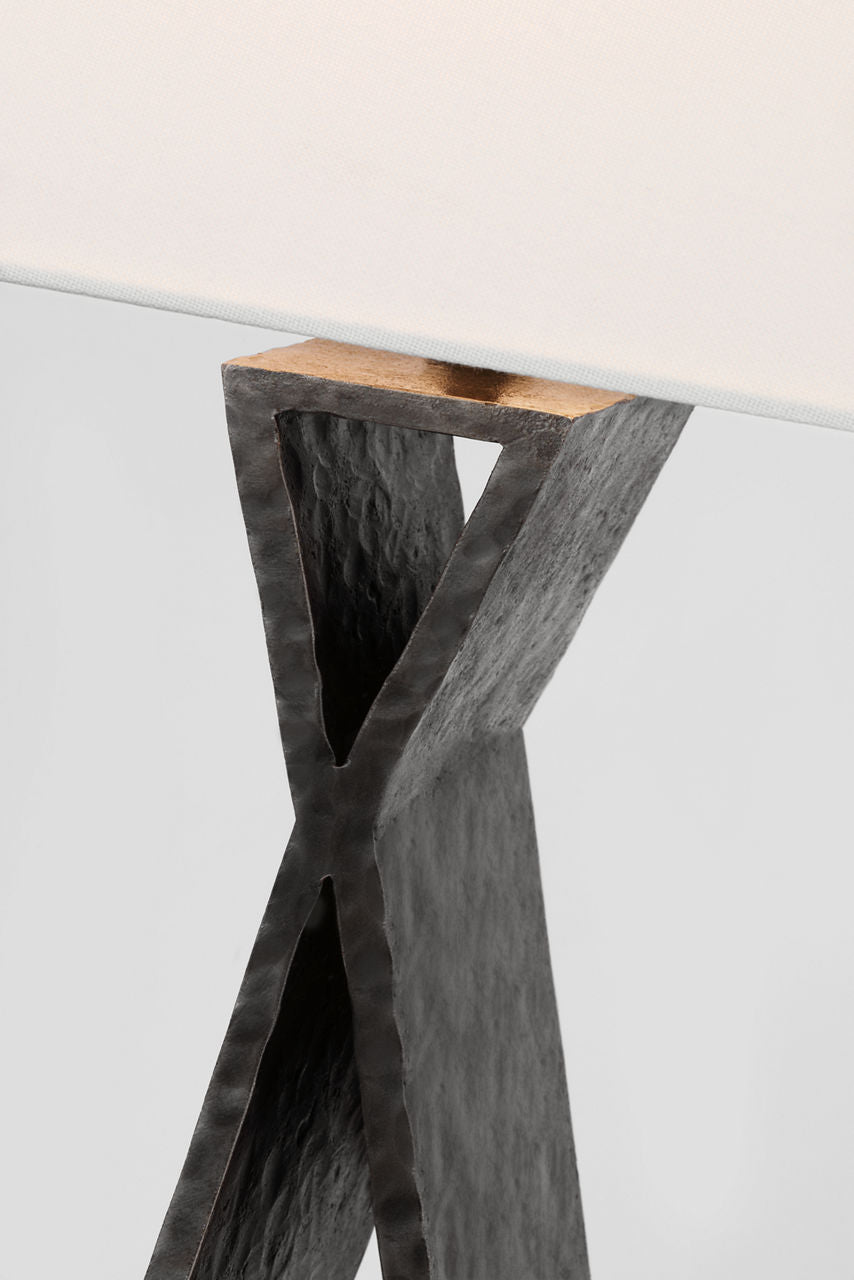 Denali Small Table Lamp | Aged Iron | Linen Shade
