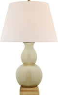 Gourd Form Small Table Lamp | Tea Stain | Linen Shade