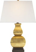 Fang Gourd Table Lamp | Antique-Burnished Brass | Linen Shade