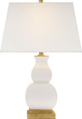 Fang Gourd Table Lamp | Ivory Crackle | Linen Shade