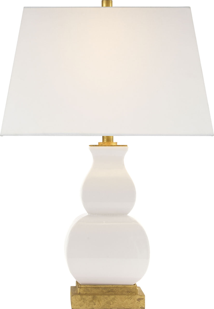 Fang Gourd Table Lamp | Ivory Crackle | Linen Shade
