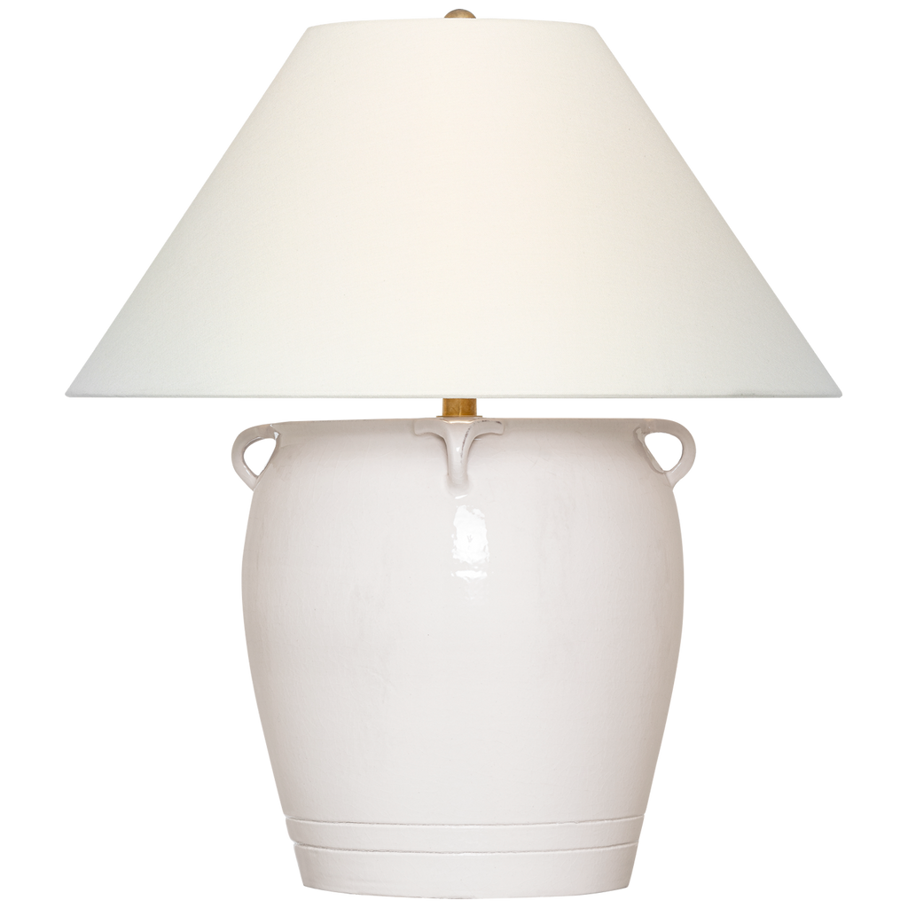 Fasano 28" Table Lamp | Glossy White Crackle | Linen Shade