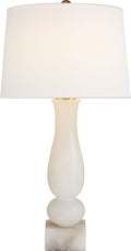 Contemporary Balustrade Table Lamp | Alabaster | Linen Shade