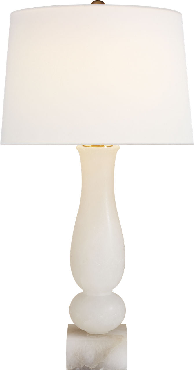 Contemporary Balustrade Table Lamp | Alabaster | Linen Shade