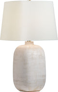 Pemba Large Combed Table Lamp | Glossy White Crackle | Linen Shade