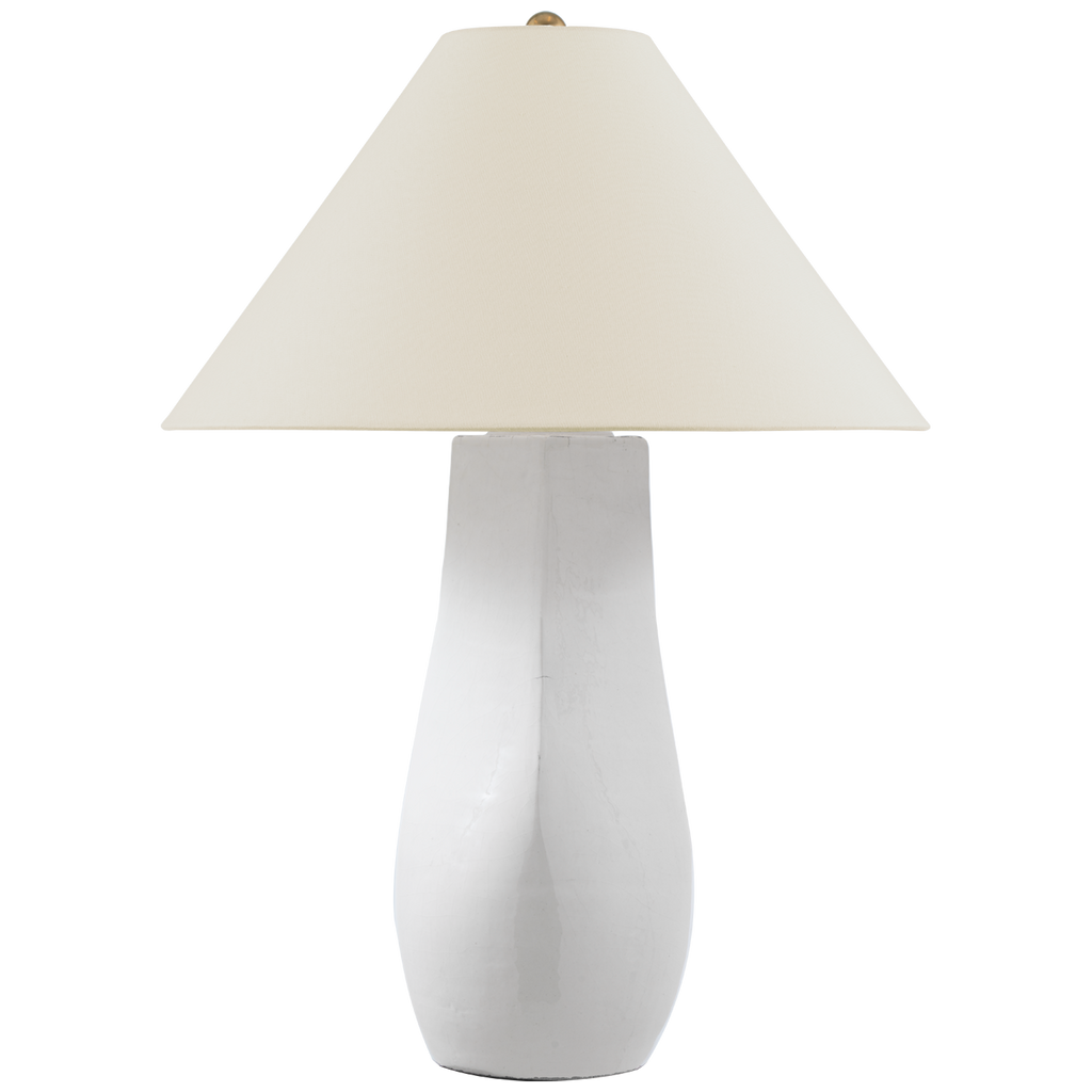 Cabazon 30" Table Lamp | Glossy White Crackle | Linen Shade
