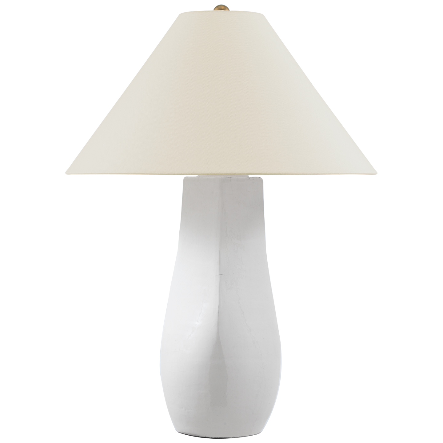 Cabazon 30" Table Lamp | Glossy White Crackle | Linen Shade