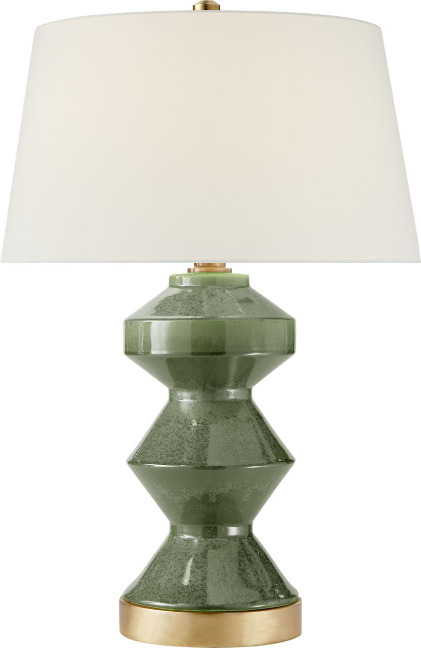 Weller Zig-Zag Table Lamp | Shellish Kiwi | Linen Shade