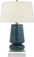 Parisienne Small Table Lamp | Oslo Blue | Linen Shade