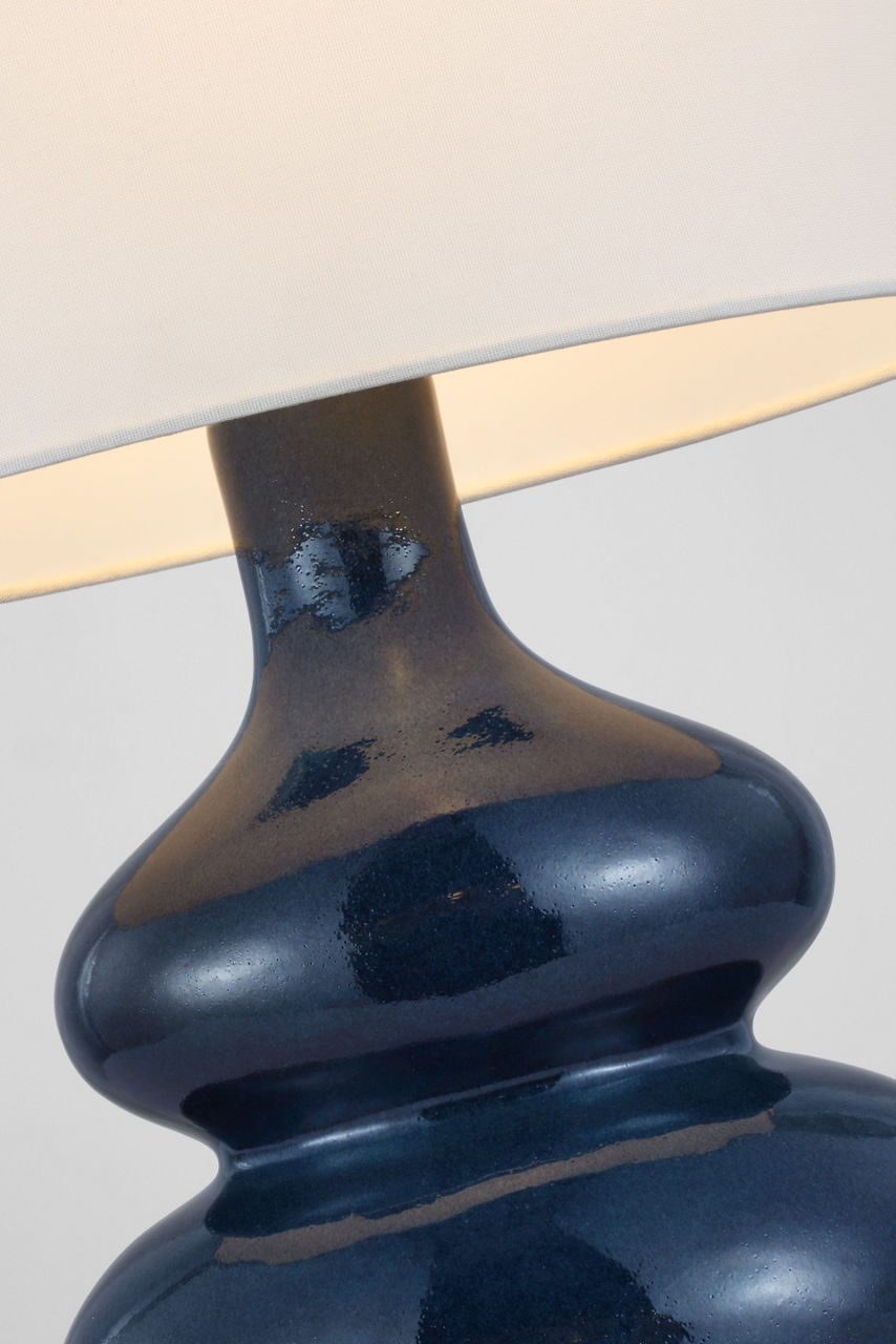Lismore Medium Table Lamp | Mixed Blue Brown | Linen Shade