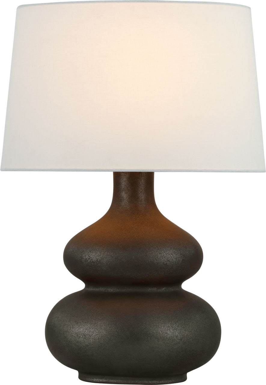 Lismore Medium Table Lamp | Stained Black Metallic | Linen Shade